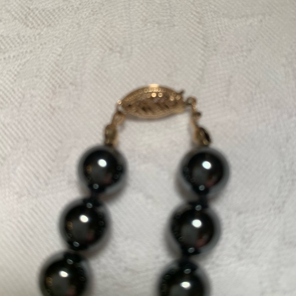 Genuine Pearl, Hematite & 14K Gold 28” Necklace. Great Mother's Day Gift! - Picture 3 of 9